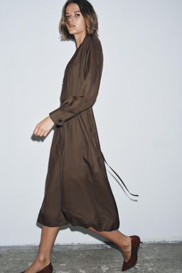 POLKA DOT DRESS WITH BELT ZW COLLECTION - Zara фото 4