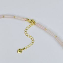 Колье из Розового кварца и Жемчуга 39 см +