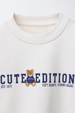 SWEATSHIRT WITH SLOGAN AND TEDDY BEAR PRINT - Zara фото 3
