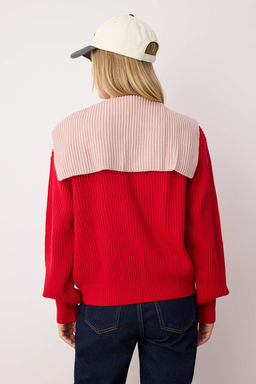 K?rm?z? Renk Bloklu Devrik Yaka Detayl? Yumusak Dokulu Triko H?rka TWOAW26HI00059 - Trendyolmilla фото 10