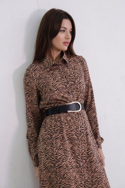 11007 Платье-рубашка удлинённое кофейно-чёрное - Martichelli фото 17