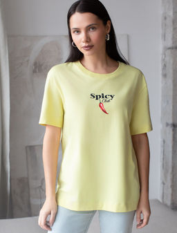 Свободная футболка с принтом из премиального хлопка с эастаном - Vilatte фото 6