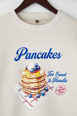 Teen Tas Kal?n Ici Polarl? Oversize Genis Kesim Pankek Bask?l? Orme Sweatshirt TWOAW26SW00156 - Trendyolmilla фото 2