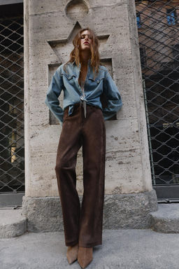 FAUX SUEDE TROUSERS