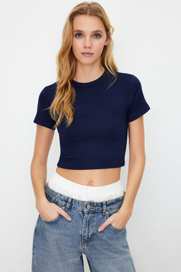 Trendyolmilla Premium Siyah-Ekru 2li Paket Crop Viskoz/Yumusak Kumas Esnek Orme Bluz TWOSS23BZ00108  фото 65