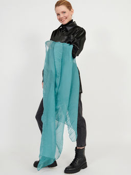 Большой, двусторонний однотонный палантин из жатого полотна. - Tantino фото 2