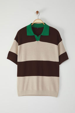 TRENDYOL MAN Limited Edition Cok Renkli Oversize Polo Yaka Renk Bloklu Triko Polo Yaka T-shirt TMNSS25PO00037 - Trendyolmilla фото 3