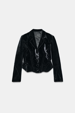 ZW COLLECTION LIMITED EDITION CROPPED VELVET BLAZER - Zara фото 2