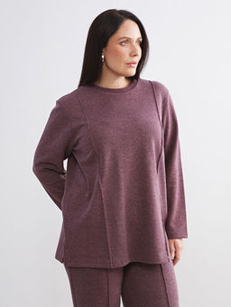 B?y?k Beden Bisiklet Yaka Kad?n Sweatshirt Tunik