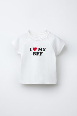 RIBBED T-SHIRT WITH SLOGAN