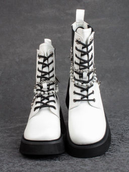 01-GZ6190-L61 WHITE Ботинки демисезонные женские (натуральная кожа) - Фабричный китай фото 9