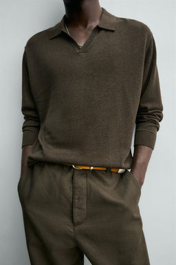 POLO PUNTO ALGOD?N - SEDA / Chocolate - Zara фото 5