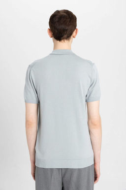 Трикотажная футболка-поло приталенного кроя с короткими рукавами - Defacto фото 6