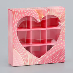 Цена за 5 шт. Коробка для конфет с обечайкой 9 шт. Сердце, 13.7?13.7?3.5 см