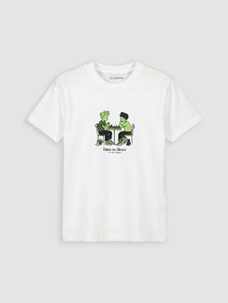 Bisiklet Yaka Bask?l? Erkek ?ocuk Ti??rt