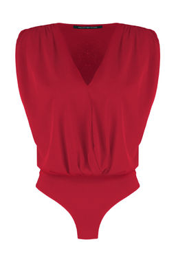 K?rm?z? Vatkal? Kruvaze Yaka Esnek C?tc?tl? Orme Body TWOSS23BD00007
