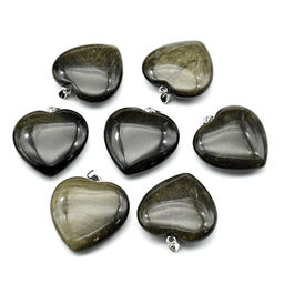 Кулон из обсидиана седого "Сердце" 40*40мм