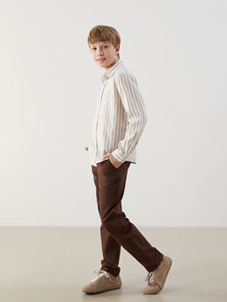 ?izgili Keten Kar???ml? Erkek ?ocuk G?mlek