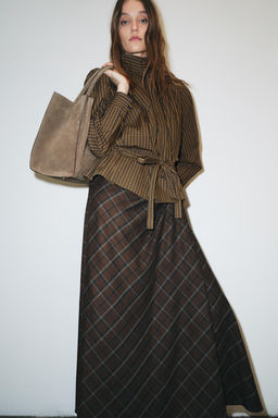 ZW COLLECTION DRAPED CHECK SKIRT