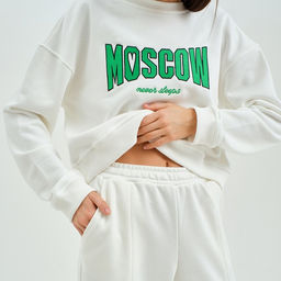 Костюм женский (джемпер, брюки) MIST Moscow, размер 48-50, молочный