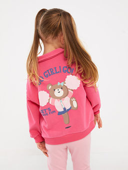 Polo Yaka Bask?l? K?z Bebek Sweatshirt