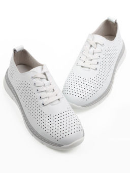 03-YE547-1 WHITE Полуботинки летние спортивные женские (натуральная кожа)