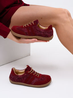 Кеды босоногие натуральная замша бордовые 184.natabr.Бордовая замша+бордовый джангл/Кожа