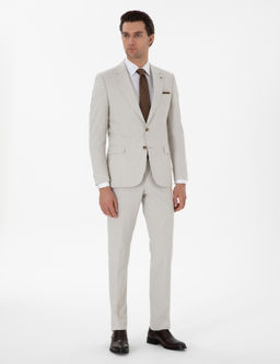 Bej Slim Fit Tak_m Elbise