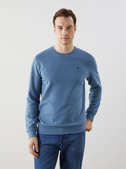 Bisiklet Yaka Uzun Kollu Bask?l? Erkek Sweatshirt