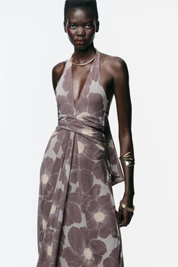 CUT-OUT PRINTED TULLE LONG DRESS - Zara фото 2