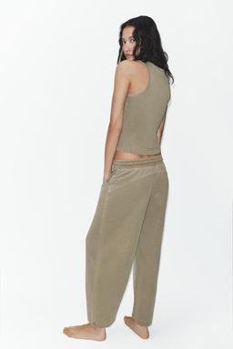 PANTAL?N FELPA EFECTO LAVADO / Beige oscuro - Zara фото 3