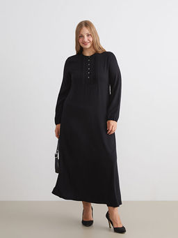 Hakim Yaka D??me Detayl? Uzun Elbise