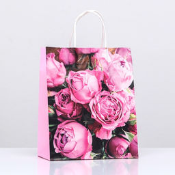 Цена за 2 шт. Пакет подарочный крафтовый Розы, 25?22?11 см