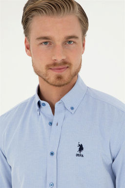U. S. Polo Assn / Мужская голубая рубашка с длинным рукавом - U.s. polo assn фото 2