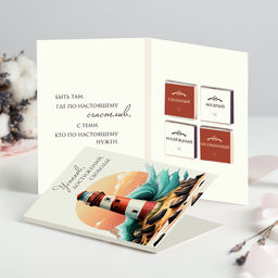 Открытка 4 шоколадки "Успехов, достижений, свободы"