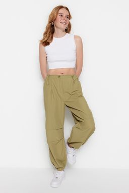 TRENDYOLMILLA Yag Yesili Jogger Normal Bel Pacas? Lastikli Dokuma Pantolon TWOSS23PL00158  фото 8