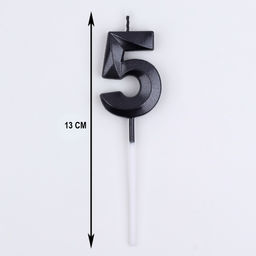 Цена за 2 шт. Свеча в торт на шпажке «Цифра 5», черная, 5 см
