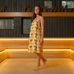 Полотенце для бани «С легким паром» жен. парео,80×150 см, хл., ваф. полотно