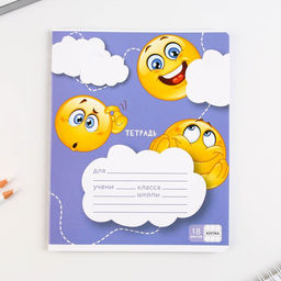 Тетрадь А5, 18 листов на скрепке в клетку Смайлы, 5 видов МИКС, белизна 96% . - Artfox study фото 8