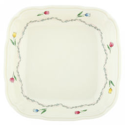 Ласковый май Тарелка глубокая фарфоровая 18х17,8х3,5см, 400мл, с деколью, рельефный декор, волнистый край, кремовый (Китай)