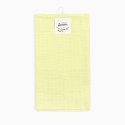 Полотенце Доляна цвет жёлтый 35х60 см, 100% хлопок, крупная вафля 220 г/м2  фото 6