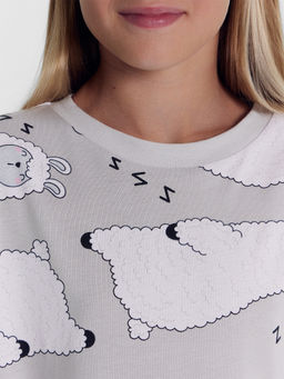 Сорочка ночная для девочек светло-серая с ламами - Mark formelle фото 4