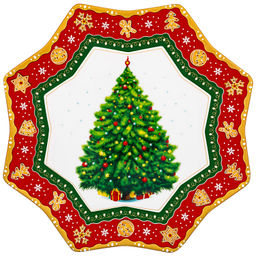 Блюдо сервировочное 27*27*2 см "Новогодняя елка" красный узор, звезда NEW BONE CHINA