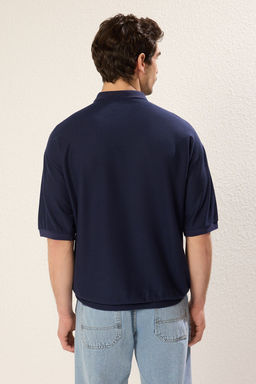 TRENDYOL MAN Lacivert Oversize/Genis Kesim Dokulu Polo Yaka T-shirt TMNSS25PO00003 - Trendyolmilla фото 13