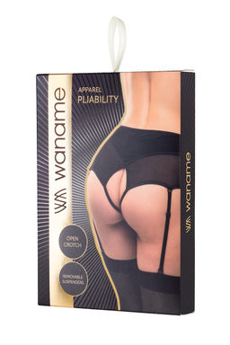 Эротические трусики-пояс для чулок Waname Pliability с высокой посадкой черные (42-44)