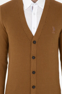 Мужской базовый трикотажный кардиган светло-хаки - U.s. polo assn фото 6