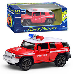 Красная инерционная машинка с мигалкой die-cast,1:32, открывающиеся двери