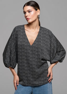 БЛУЗКА ШЁЛКОВАЯ С ЦЕЛЬНОКРОЕНЫМ РУКАВОМ 17.6.12