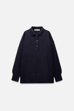 PLAIN KNIT POLO SWEATER - Zara фото 3