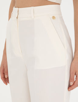 Beyaz Y_ksek Bel Straight Fit Pantolon